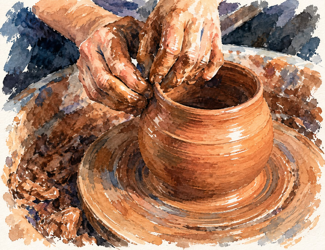 Watercolor of the pottery studio at Riverhouse Create